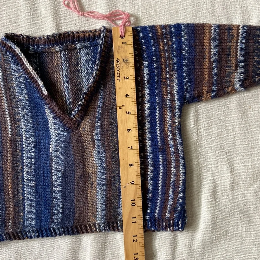 HANDMADE WOOL Hand Knit Sweater Sweatshirt Jacket Jumper Pullover Cozy Blue